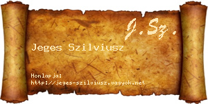 Jeges Szilviusz névjegykártya